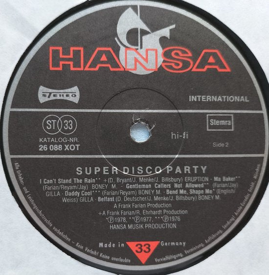 Super Disco Party (1978) LP = in Nieuwstaat
