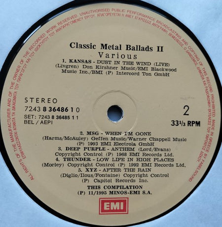 Classic Metal Ballads II (1995) 3xLP
