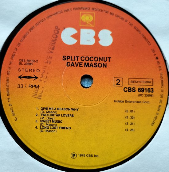 Dave Mason - Split Coconut (1975) LP