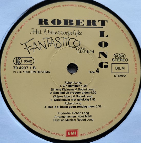 Robert Long – Het Onherroepelijke Fantastico Album LP (collect item)