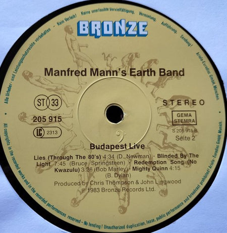Manfred Mann's Earth Band - Budapest  ( Live) (1983) LP