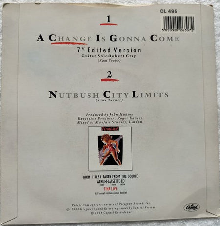 Tina Turner – A Change Is Gonna Come (1988) Vinyl, 7", 45 RPM, Single, Stereo