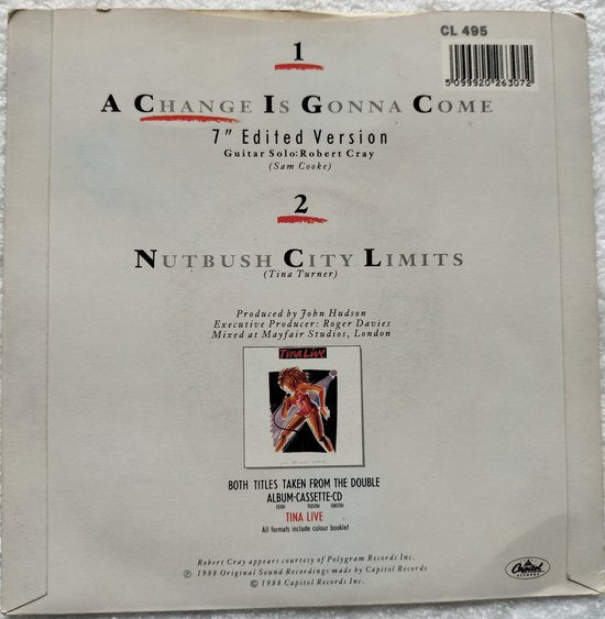 Tina Turner – A Change Is Gonna Come (1988) Vinyl, 7", 45 RPM, Single, Stereo