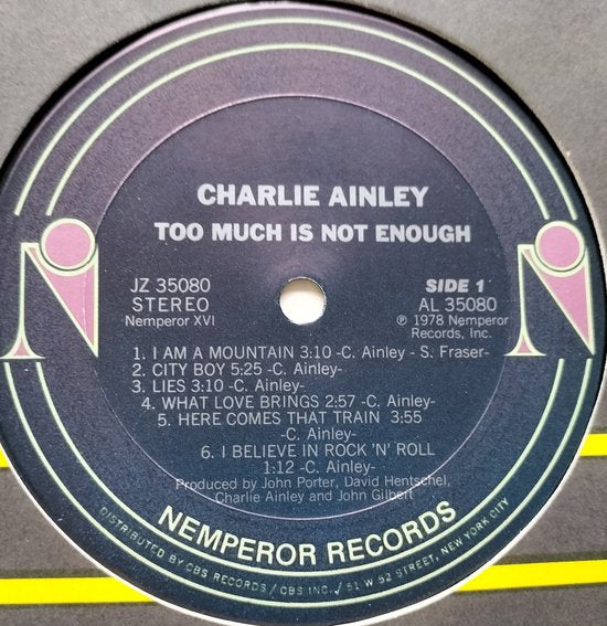 Charlie Ainley – Too Much Is Not Enough (1978) LP