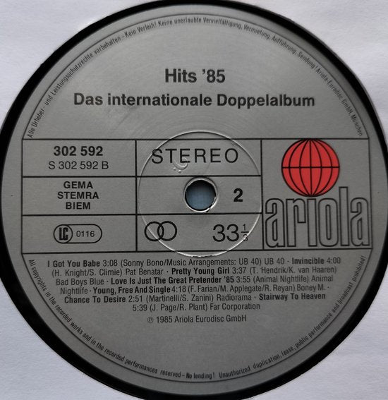 Hits 85 • Das Internationale Doppelalbum (1985) 2XLP zijn als nieuw