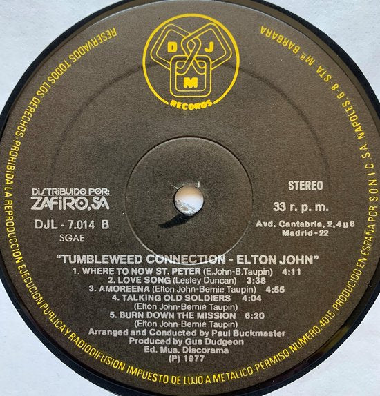 ELTON JOHN TUMBLEWEED CONNECTION 1977 LP IS IN NIEUWSTAAT Hoes zie Foto's