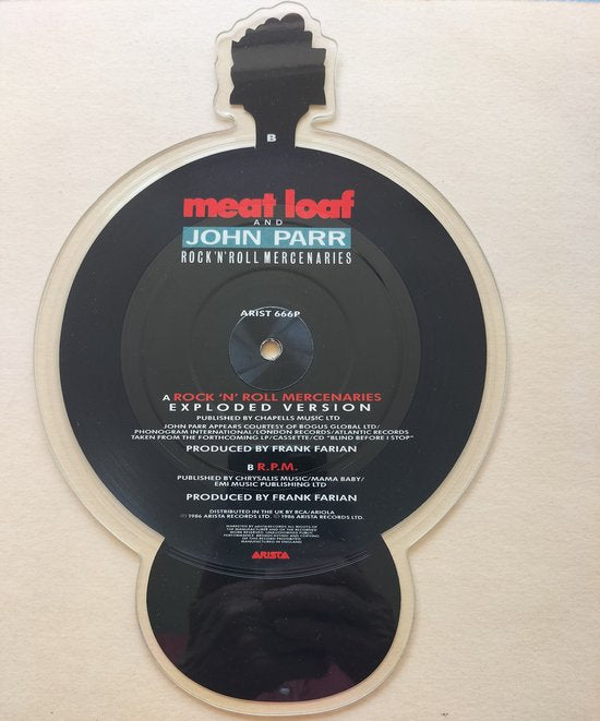 Meat Loaf And John Parr ‎– Rock'n'Roll Mercenaries 7", 45 RPM, Shape, Single, Picture Disc